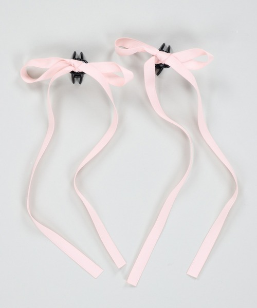 SPINNS(スピンズ)の「【2個セット】サテンリボンヘアクリップ(バレッタ/ヘアクリップ・レディース・ピンク/イエロー/ブラック/グレー/ホワイト・ONESIZE)」の5枚目の写真