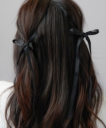 【2個セット】サテンリボンヘアクリップ