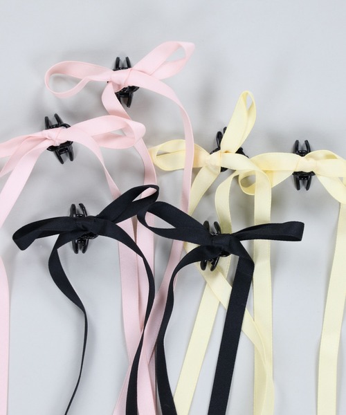 SPINNS(スピンズ)の「【2個セット】サテンリボンヘアクリップ(バレッタ/ヘアクリップ・レディース・ピンク/イエロー/ブラック/グレー/ホワイト・ONESIZE)」の6枚目の写真