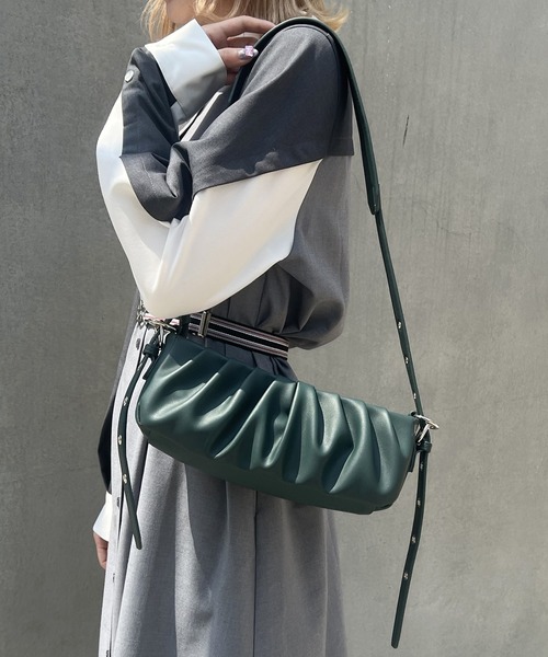 179/WG（イチナナキュウダブルジー）の「ギャザーショルダーBAG（ショルダーバッグ・レディース・オフホワイト/グリーン/ブラック・FREE）」の3枚目の写真