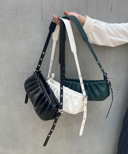 179/WG（イチナナキュウダブルジー）の「ギャザーショルダーBAG（ショルダーバッグ・レディース・オフホワイト/グリーン/ブラック・FREE）」の15枚目の写真