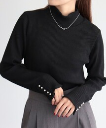 fredy emue | パールボタンリブタートルプルオーバー(Tシャツ/カットソー)