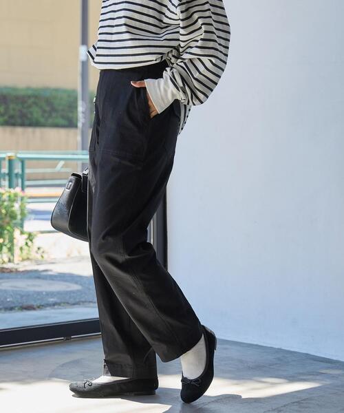 coen（コーエン）の「バックサテンベイカーパンツ（カーゴパンツ・レディース・オリーブ/ブラック・S/M/L）」の4枚目の写真