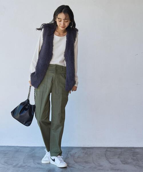 coen（コーエン）の「バックサテンベイカーパンツ（カーゴパンツ・レディース・オリーブ/ブラック・S/M/L）」の16枚目の写真