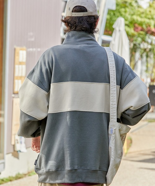 HECT】Big Panel Switching Half Zip Sweatshirt / ビッグシルエット