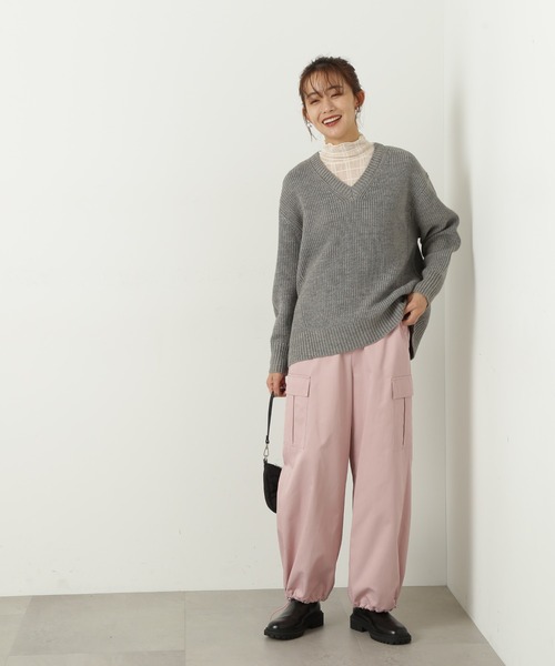 N.(N. Natural Beauty Basic)(エヌエヌナチュラルビューティーベーシック)の「◆Vネック畦ニット(ニット/セーター・レディース・ブラウン/ピンク/オフホワイト/杢グレー・MEDIUM)」の15枚目の写真