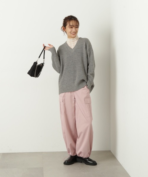 N.(N. Natural Beauty Basic)(エヌエヌナチュラルビューティーベーシック)の「◆Vネック畦ニット(ニット/セーター・レディース・ブラウン/ピンク/オフホワイト/杢グレー・MEDIUM)」の16枚目の写真