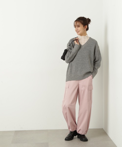 N.(N. Natural Beauty Basic)(エヌエヌナチュラルビューティーベーシック)の「◆Vネック畦ニット(ニット/セーター・レディース・ブラウン/ピンク/オフホワイト/杢グレー・MEDIUM)」の17枚目の写真