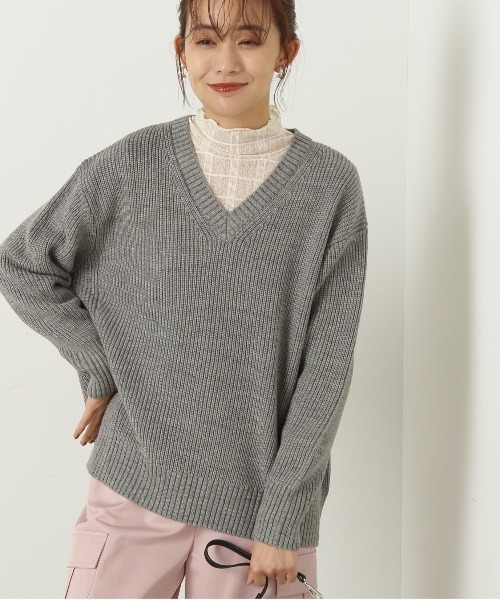 N.(N. Natural Beauty Basic)(エヌエヌナチュラルビューティーベーシック)の「◆Vネック畦ニット(ニット/セーター・レディース・ブラウン/ピンク/オフホワイト/杢グレー・MEDIUM)」の20枚目の写真