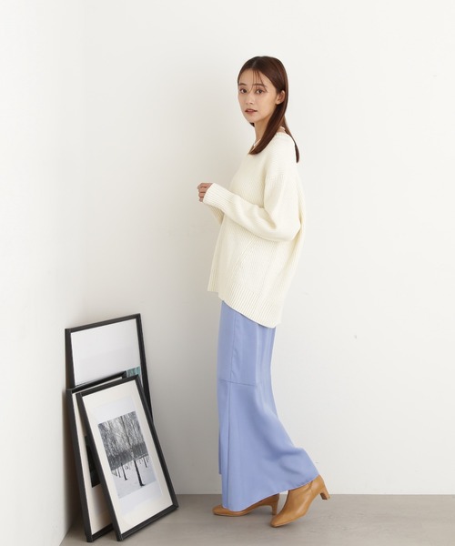 N.(N. Natural Beauty Basic)(エヌエヌナチュラルビューティーベーシック)の「◆Vネック畦ニット(ニット/セーター・レディース・ブラウン/ピンク/オフホワイト/杢グレー・MEDIUM)」の7枚目の写真