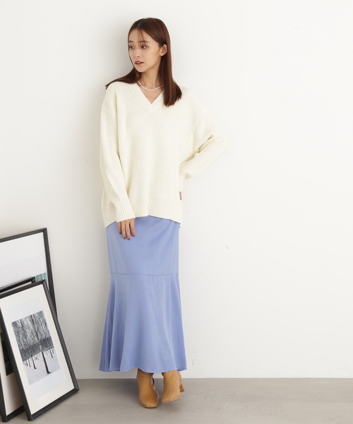 N.(N. Natural Beauty Basic)(エヌエヌナチュラルビューティーベーシック)の「◆Vネック畦ニット(ニット/セーター・レディース・ブラウン/ピンク/オフホワイト/杢グレー・MEDIUM)」の10枚目の写真