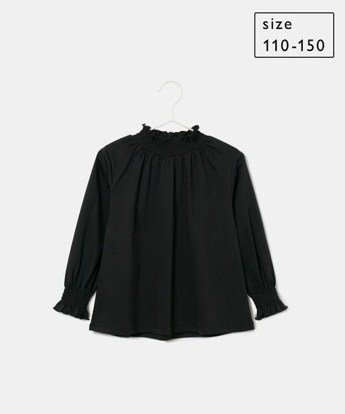 ROPE' PICNIC（ロペピクニック）の「【KIDS】スタンドフリルシャーリングカットソートップス（シャツ/ブラウス・キッズ・ホワイト/ブラック/ピンク/サックスブルー・110/130/150/140/120）」の3枚目の写真