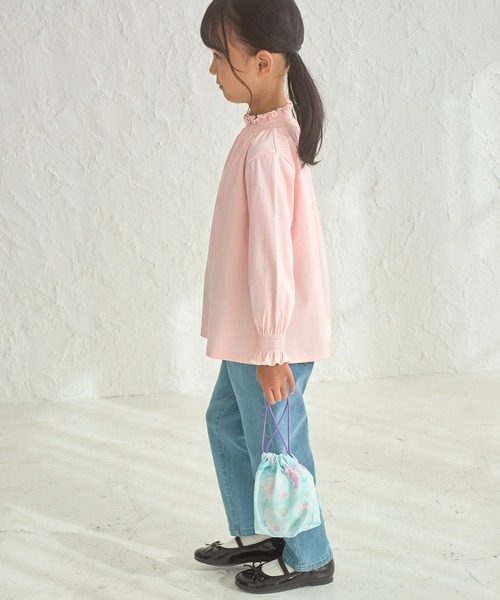 ROPE' PICNIC（ロペピクニック）の「【KIDS】スタンドフリルシャーリングカットソートップス（シャツ/ブラウス・キッズ・ホワイト/ブラック/ピンク/サックスブルー・110/130/150/140/120）」の8枚目の写真