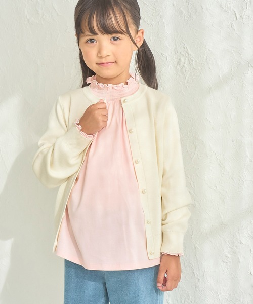 ROPE' PICNIC（ロペピクニック）の「【KIDS】スタンドフリルシャーリングカットソートップス（シャツ/ブラウス・キッズ・ホワイト/ブラック/ピンク/サックスブルー・110/130/150/140/120）」の9枚目の写真