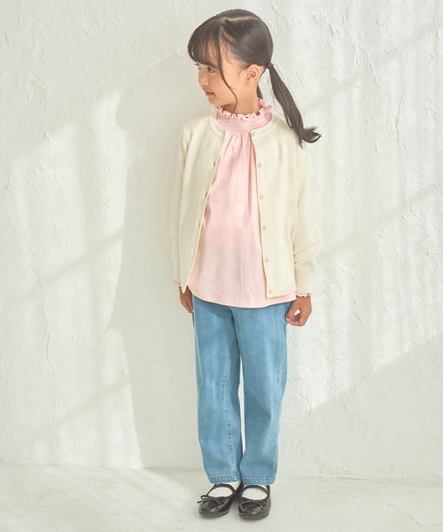 ROPE' PICNIC（ロペピクニック）の「【KIDS】スタンドフリルシャーリングカットソートップス（シャツ/ブラウス・キッズ・ホワイト/ブラック/ピンク/サックスブルー・110/130/150/140/120）」の10枚目の写真