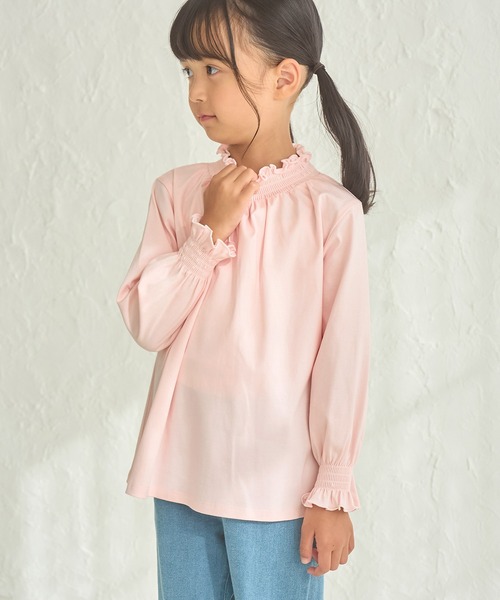 ROPE' PICNIC（ロペピクニック）の「【KIDS】スタンドフリルシャーリングカットソートップス（シャツ/ブラウス・キッズ・ホワイト/ブラック/ピンク/サックスブルー・110/130/150/140/120）」の11枚目の写真