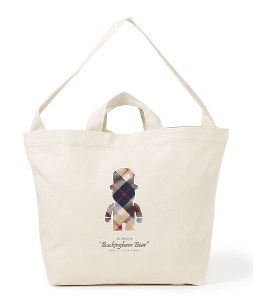 MACKINTOSH PHILOSOPHY(マッキントッシュ フィロソフィー)の「バッキンガムベア ハウスチェック柄トートバッグ(トートバッグ・メンズ・ホワイト/ネイビー・FREE)」の1枚目の写真