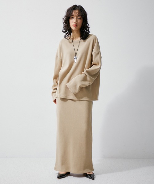 MILLER（ミラー）の「【Miller for ADAM ET ROPE'】別注WAFFLE L/S TEE（Tシャツ/カットソー・レディース・ベージュ/レッド/ピンク・FREE）」の4枚目の写真