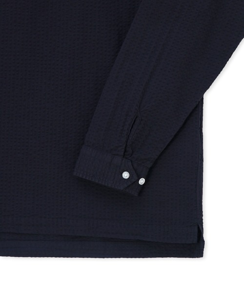 LANVIN en Bleu（ランバンオンブルー）の「シアサッカー オーバーダイ スキッパーシャツ（シャツ/ブラウス・メンズ・ネイビー/ホワイト・48/52/50/46）」の7枚目の写真