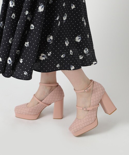 ESPERANZA(エスペランサ)の「スクエアトゥダブルストラップ厚底パンプス 結婚式二次会 パーティー 24SS(パンプス・レディース・ピンク系7/ブラック系2/ブルー系2・23.5cm/24.0cm/24.5cm/22.0cm/22.5cm/23.0cm)」の14枚目の写真