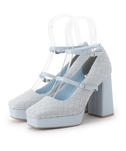 ESPERANZA(エスペランサ)の「スクエアトゥダブルストラップ厚底パンプス 結婚式二次会 パーティー 24SS(パンプス・レディース・ピンク系7/ブラック系2/ブルー系2・23.5cm/24.0cm/24.5cm/22.0cm/22.5cm/23.0cm)」の15枚目の写真
