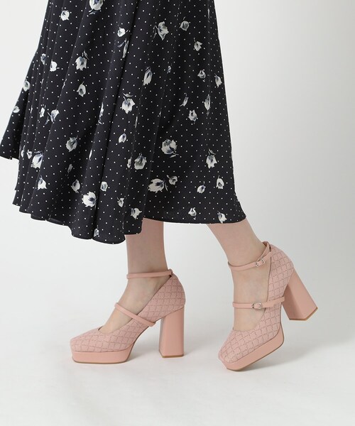 ESPERANZA(エスペランサ)の「スクエアトゥダブルストラップ厚底パンプス 結婚式二次会 パーティー 24SS(パンプス・レディース・ピンク系7/ブラック系2/ブルー系2・23.5cm/24.0cm/24.5cm/22.0cm/22.5cm/23.0cm)」の1枚目の写真