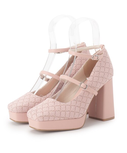 ESPERANZA(エスペランサ)の「スクエアトゥダブルストラップ厚底パンプス 結婚式二次会 パーティー 24SS(パンプス・レディース・ピンク系7/ブラック系2/ブルー系2・23.5cm/24.0cm/24.5cm/22.0cm/22.5cm/23.0cm)」の5枚目の写真