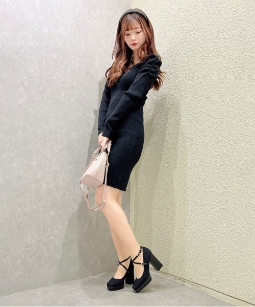 ESPERANZA(エスペランサ)の「スクエアトゥダブルストラップ厚底パンプス 結婚式二次会 パーティー 24SS(パンプス・レディース・ピンク系7/ブラック系2/ブルー系2・23.5cm/24.0cm/24.5cm/22.0cm/22.5cm/23.0cm)」の11枚目の写真