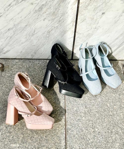 ESPERANZA(エスペランサ)の「スクエアトゥダブルストラップ厚底パンプス 結婚式二次会 パーティー 24SS(パンプス・レディース・ピンク系7/ブラック系2/ブルー系2・23.5cm/24.0cm/24.5cm/22.0cm/22.5cm/23.0cm)」の10枚目の写真