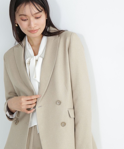 極美品 セオリー エコシャークスキン 麻 ダブル テーラードジャケット ベージュ 極美品セオリーエコシャークスキン麻ダブルテーラードジャケット