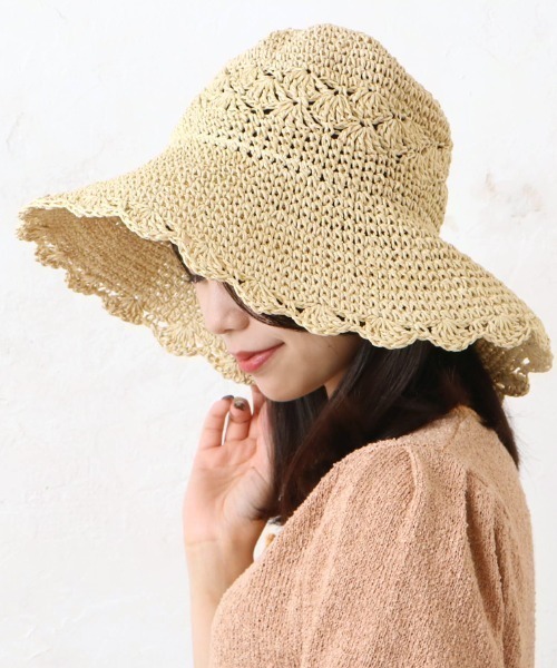 polka polka（ポルカポルカ）の「polka polka / ポルカポルカ スカラップ ペーパー ハット 434 28312 SDI（ハット・レディース・ベージュ/ナチュラル・FREE）」の2枚目の写真