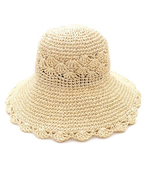 polka polka（ポルカポルカ）の「polka polka / ポルカポルカ スカラップ ペーパー ハット 434 28312 SDI（ハット・レディース・ベージュ/ナチュラル・FREE）」の4枚目の写真