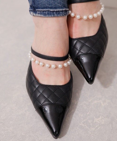 LIPSERVICE(リップサービス)の「パールストラップキルティングミュール(パンプス・レディース・アイボリー/ブラック・S/M/L)」の7枚目の写真