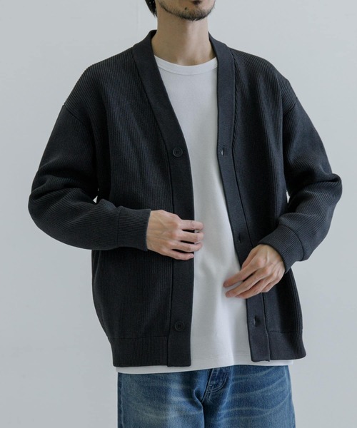 URBAN RESEARCH(アーバンリサーチ)の「9G畦Vカーディガン(カーディガン/ボレロ・メンズ・チャコールグレー/ブラック/ブルー/グリーン・LARGE/MEDIUM)」の8枚目の写真