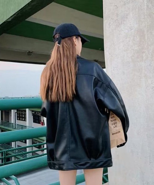 almo（アルモ）の「合成皮革ダブルライダースジャケット(NEZ)（ライダースジャケット・レディース・ブラック・FREE）」の2枚目の写真