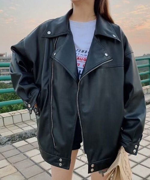 almo（アルモ）の「合成皮革ダブルライダースジャケット(NEZ)（ライダースジャケット・レディース・ブラック・FREE）」の17枚目の写真