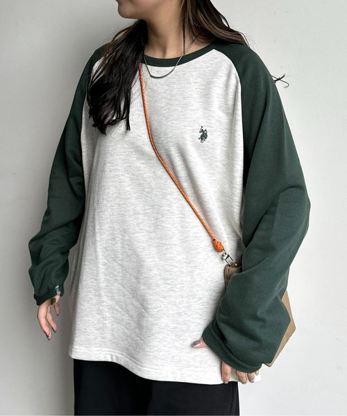 U.S. POLO ASSN.(ユーエスポロアッスン)の「1ポイントミニ裏毛ラグランプルオーバー(Tシャツ/カットソー・メンズ・オフホワイト/グレー/アイボリー/ブラック/ホワイト・MEDIUM/LARGE)」の4枚目の写真