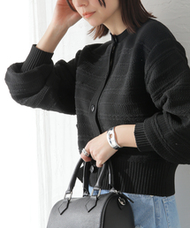 スポンジ メッシュクロップドカーディガン