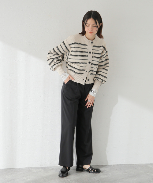 JOURNAL STANDARD（ジャーナルスタンダード）の「スポンジ メッシュクロップドカーディガン（カーディガン/ボレロ・レディース・ブラック/アイボリー・FREE）」の11枚目の写真