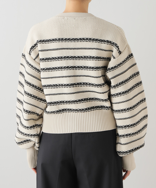 JOURNAL STANDARD（ジャーナルスタンダード）の「スポンジ メッシュクロップドカーディガン（カーディガン/ボレロ・レディース・ブラック/アイボリー・FREE）」の6枚目の写真