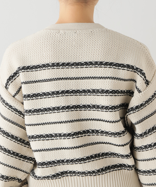 JOURNAL STANDARD（ジャーナルスタンダード）の「スポンジ メッシュクロップドカーディガン（カーディガン/ボレロ・レディース・ブラック/アイボリー・FREE）」の4枚目の写真