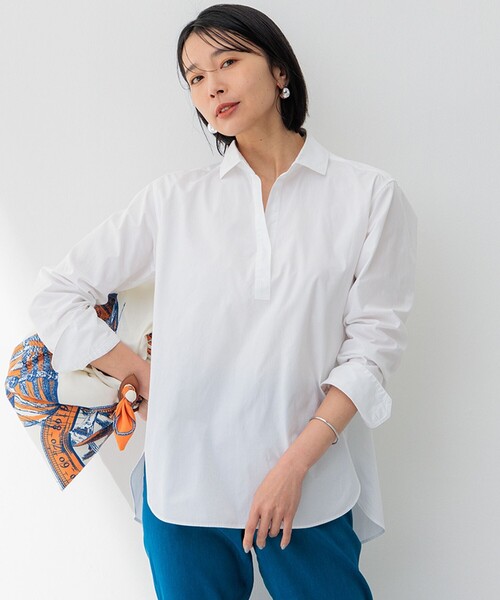 23区 S(ニジュウサンクチイサイサイズ)の「【Oggi4月号掲載/洗える】CANCLINI スキッパー シャツ(シャツ/ブラウス・レディース・ブルー系1/ピンク系1/イエロー系1/ふじ色系1/ホワイト系/スモーキーグリーン系1/スカイブルー系1・32)」の3枚目の写真