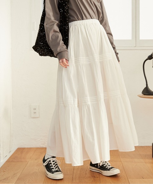 ANGIE(アンジー)の「コットンティアードスカート(スカート・レディース・ブラック/オフホワイト・FREE)」の19枚目の写真