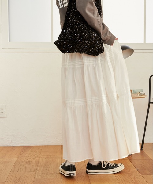ANGIE(アンジー)の「コットンティアードスカート(スカート・レディース・ブラック/オフホワイト・FREE)」の21枚目の写真