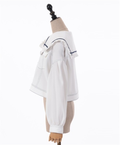 axes femme POETIQUE（アクシーズファムポエティック）の「セーラー襟ショートブルゾン（ブルゾン・レディース・キナリ/インディゴブルー/ブラック・MEDIUM）」の8枚目の写真