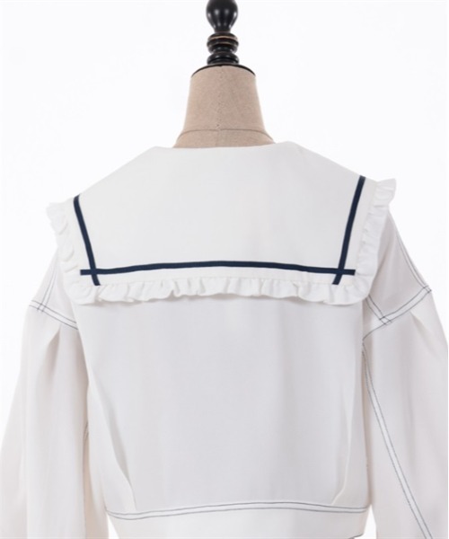 axes femme POETIQUE（アクシーズファムポエティック）の「セーラー襟ショートブルゾン（ブルゾン・レディース・キナリ/インディゴブルー/ブラック・MEDIUM）」の13枚目の写真