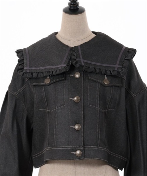 axes femme POETIQUE（アクシーズファムポエティック）の「セーラー襟ショートブルゾン（ブルゾン・レディース・キナリ/インディゴブルー/ブラック・MEDIUM）」の18枚目の写真