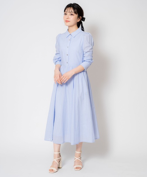 【セール】フロッキーストライプワンピ（シャツワンピース）｜Noela（ノエラ）