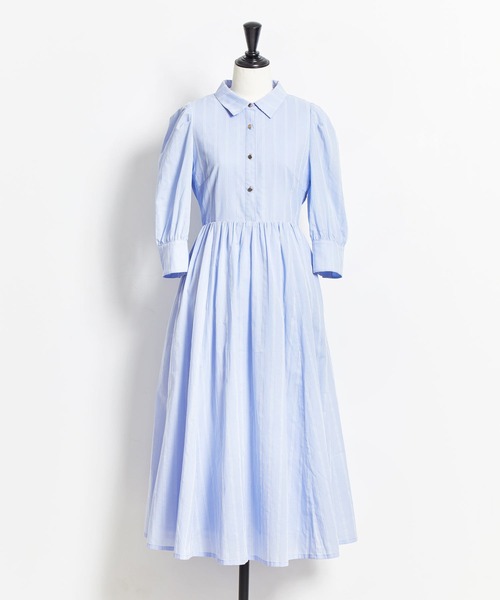 【セール】フロッキーストライプワンピ（シャツワンピース）｜Noela（ノエラ）