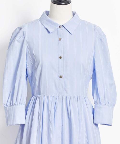 【セール】フロッキーストライプワンピ（シャツワンピース）｜Noela（ノエラ）